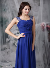 Criss Cross Design Prom Dress Made By Royal Blue Chiffon Inexpensive