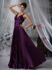 Purple Column Floor-length Prom Dress Pleated Skirt Inexpensive