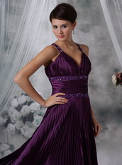 Purple Column Floor-length Prom Dress Pleated Skirt Inexpensive