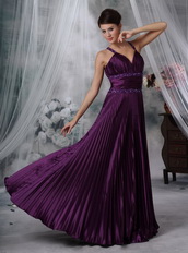 Purple Column Floor-length Prom Dress Pleated Skirt Inexpensive