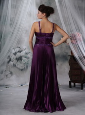 Purple Column Floor-length Prom Dress Pleated Skirt Inexpensive