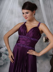 Purple Column Floor-length Prom Dress Pleated Skirt Inexpensive