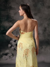 Yellow Chiffon Sweetheart Neck Long Prom Dresses With Split Inexpensive