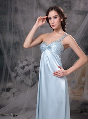 Light Blue One Shoulder Long Pageant Dress For Discount Inexpensive