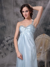 Light Blue One Shoulder Long Pageant Dress For Discount Inexpensive