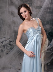 Light Blue One Shoulder Long Pageant Dress For Discount Inexpensive