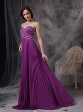 Purple Empire Sweetheart Beaded Prom Dress Made By Chiffon Inexpensive