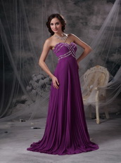 Purple Empire Sweetheart Beaded Prom Dress Made By Chiffon Inexpensive