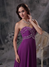 Purple Empire Sweetheart Beaded Prom Dress Made By Chiffon Inexpensive