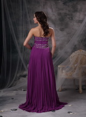 Purple Empire Sweetheart Beaded Prom Dress Made By Chiffon Inexpensive