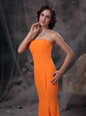 Mermaid Strapless Floor-length Slim Prom Dress Orange Inexpensive