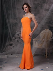 Mermaid Strapless Floor-length Slim Prom Dress Orange Inexpensive