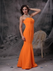 Mermaid Strapless Floor-length Slim Prom Dress Orange Inexpensive