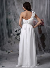 Simple One Shoulder White Chiffon Prom Gowns With Shawl Inexpensive