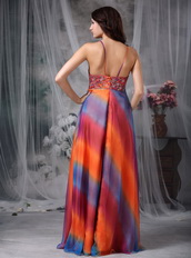 Colorful Straps Floor-length Chiffon Prom Dress Printed Inexpensive