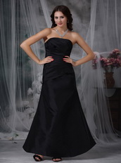 A-line Strapless Black Taffeta Party Dress Affordable Inexpensive