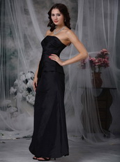 A-line Strapless Black Taffeta Party Dress Affordable Inexpensive