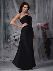 A-line Strapless Black Taffeta Party Dress Affordable Inexpensive