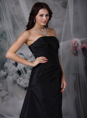 A-line Strapless Black Taffeta Party Dress Affordable Inexpensive