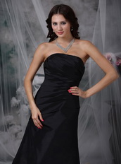 A-line Strapless Black Taffeta Party Dress Affordable Inexpensive