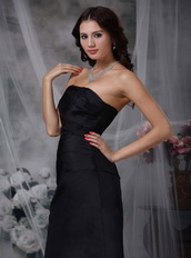 A-line Strapless Black Taffeta Party Dress Affordable Inexpensive