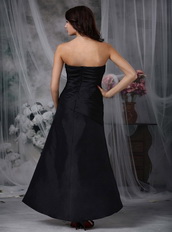 A-line Strapless Black Taffeta Party Dress Affordable Inexpensive