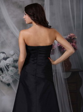 A-line Strapless Black Taffeta Party Dress Affordable Inexpensive