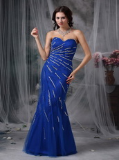 Mermaid Sweetheart Beaded Celrbrity Dress In Royal Blue Inexpensive