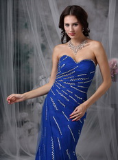 Mermaid Sweetheart Beaded Celrbrity Dress In Royal Blue Inexpensive