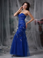 Mermaid Sweetheart Beaded Celrbrity Dress In Royal Blue Inexpensive