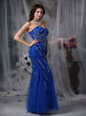 Mermaid Sweetheart Beaded Celrbrity Dress In Royal Blue Inexpensive