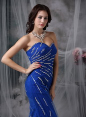 Mermaid Sweetheart Beaded Celrbrity Dress In Royal Blue Inexpensive