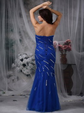 Mermaid Sweetheart Beaded Celrbrity Dress In Royal Blue Inexpensive