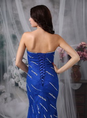 Mermaid Sweetheart Beaded Celrbrity Dress In Royal Blue Inexpensive