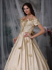 Off The Shoulder Champagne Taffeta Prom Gowns Dress Inexpensive