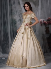 Off The Shoulder Champagne Taffeta Prom Gowns Dress Inexpensive