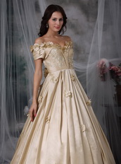 Off The Shoulder Champagne Taffeta Prom Gowns Dress Inexpensive