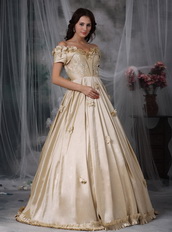Off The Shoulder Champagne Taffeta Prom Gowns Dress Inexpensive