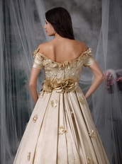 Off The Shoulder Champagne Taffeta Prom Gowns Dress Inexpensive