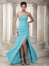 Sweetheart Floor-length Celebrity Dress Made By Light Blue Chiffon Inexpensive