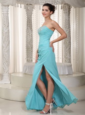 Sweetheart Floor-length Celebrity Dress Made By Light Blue Chiffon Inexpensive