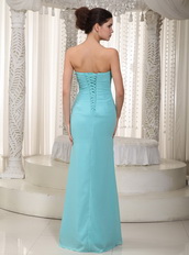 Sweetheart Floor-length Celebrity Dress Made By Light Blue Chiffon Inexpensive