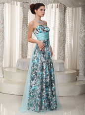 Brand New Sweetheart Printed Fabric Long Prom Dress Unique Inexpensive