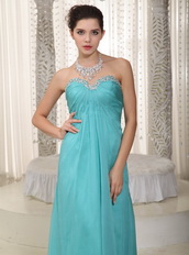 Fashionable Turquoise Chiffon Party Dress With Sweetheart Neck Inexpensive