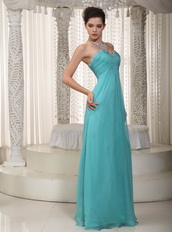 Fashionable Turquoise Chiffon Party Dress With Sweetheart Neck Inexpensive
