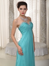 Fashionable Turquoise Chiffon Party Dress With Sweetheart Neck Inexpensive