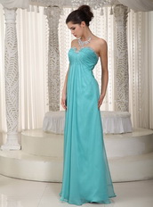 Fashionable Turquoise Chiffon Party Dress With Sweetheart Neck Inexpensive