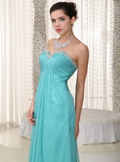 Fashionable Turquoise Chiffon Party Dress With Sweetheart Neck Inexpensive