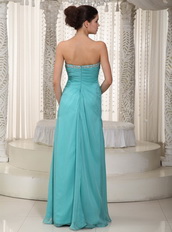 Fashionable Turquoise Chiffon Party Dress With Sweetheart Neck Inexpensive