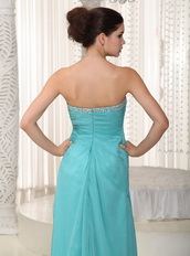 Fashionable Turquoise Chiffon Party Dress With Sweetheart Neck Inexpensive